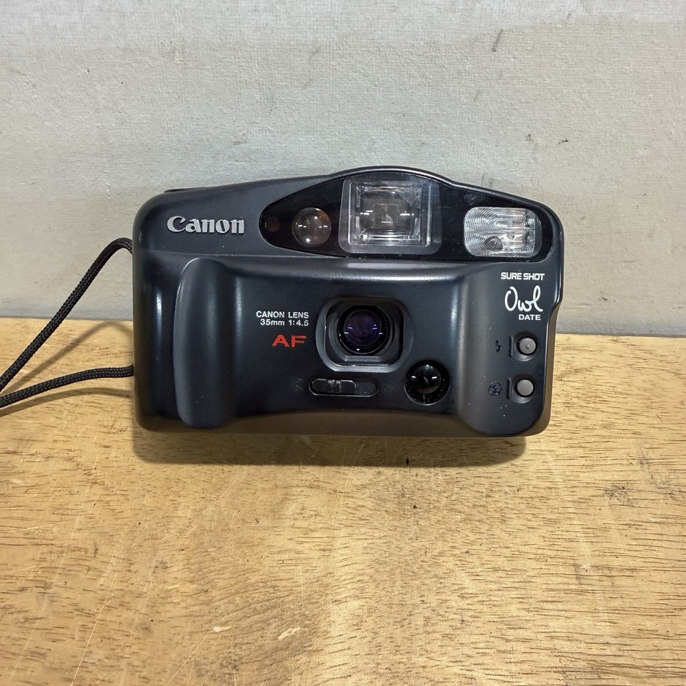Canon Sure Shot Owl Date 35mm Point & Shoot Film Camera Tested Vintage 90s